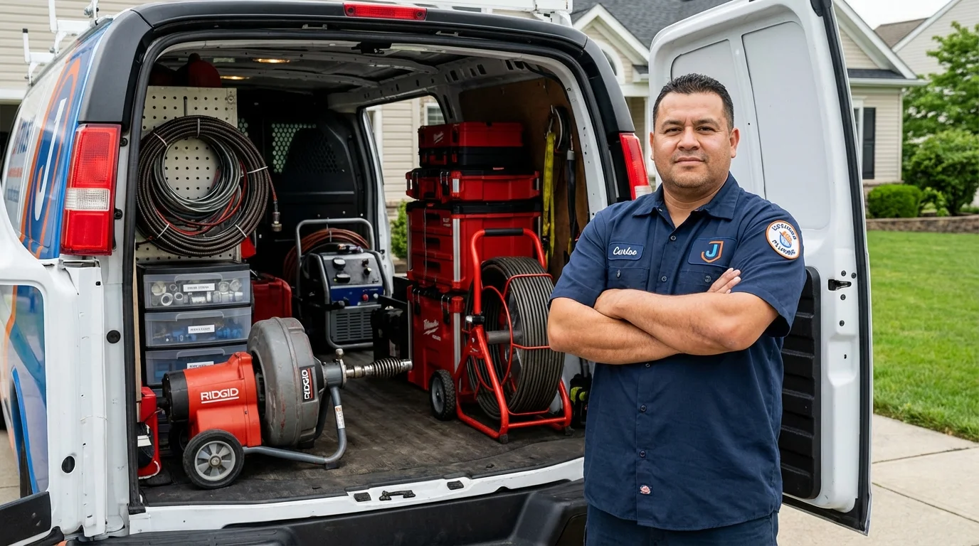 Professional drain cleaning equipment and Johns Plumbing LLC plumber in Spring Creek