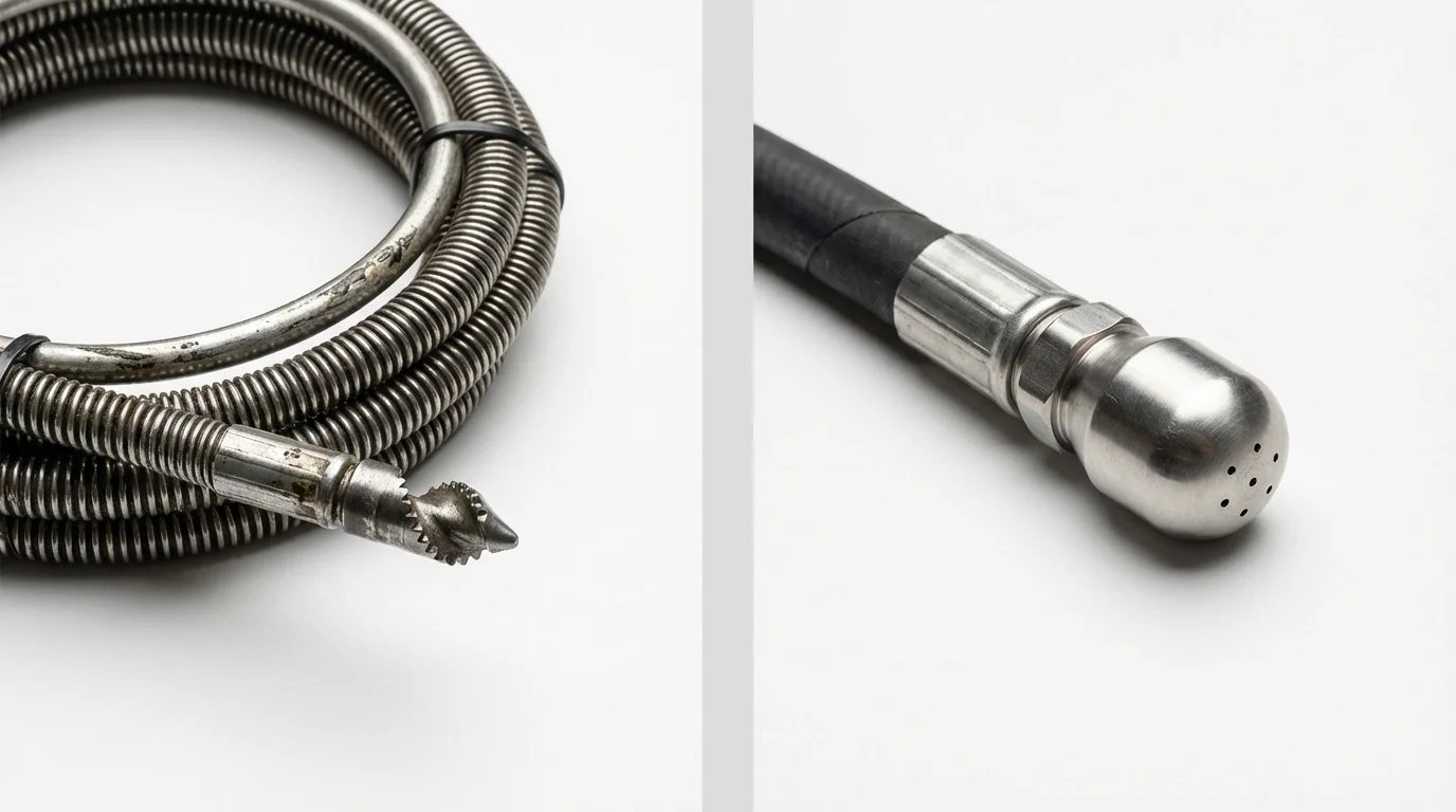 Drain snake cable and hydro jetting nozzle used for drain cleaning in Spring Creek, NV