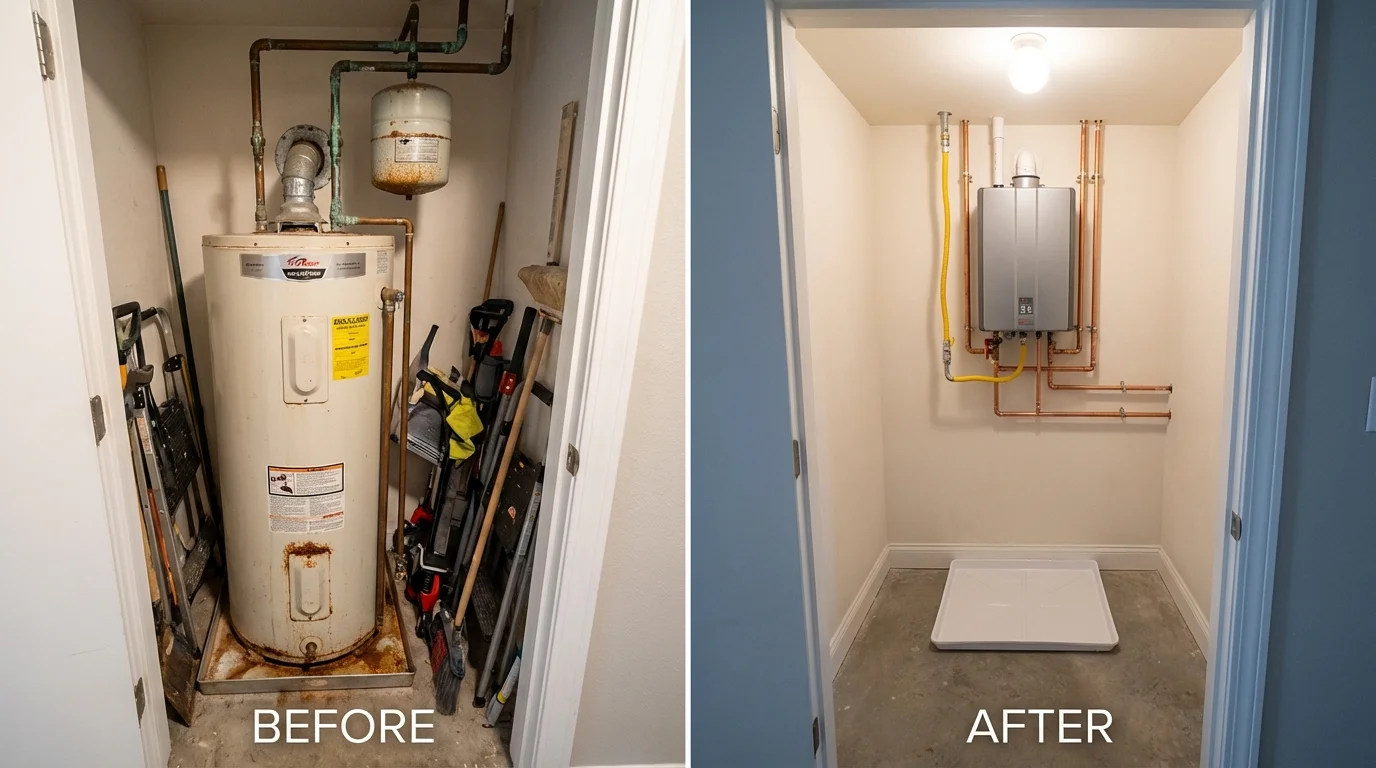 Tank water heater versus wall-mounted tankless unit comparison for Spring Creek, NV homeowners