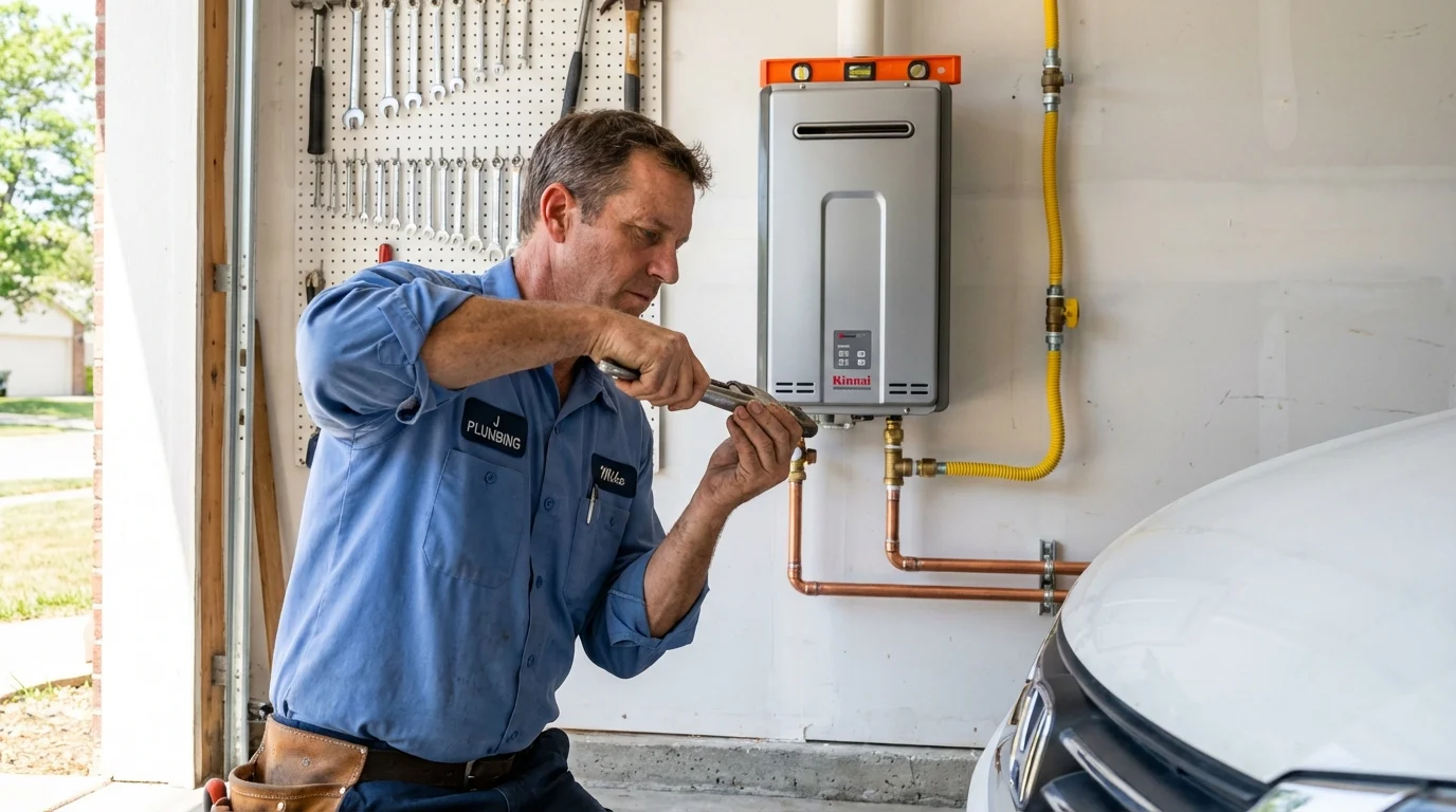 Tankless water heater installation by a Johns Plumbing LLC plumber in Spring Creek