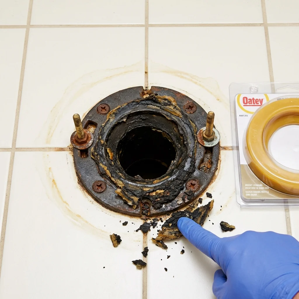 Failed wax ring showing water seepage at the base of a toilet in a Spring Creek, NV home